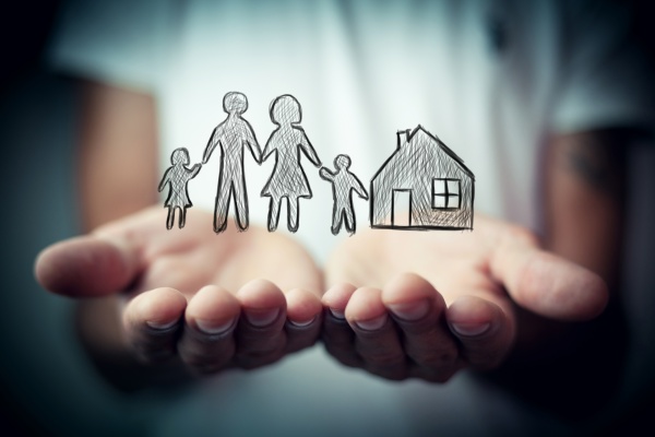 Family care and protection insurance concept